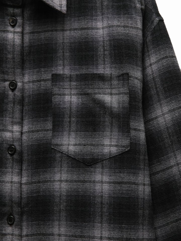 Paper Moon - Korean Women Fashion - #womensfashion - Oversized Flannel Check Quilted Button Down Shirt Jacket - 12