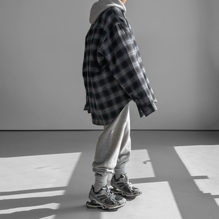 Paper Moon - Korean Women Fashion - #momslook - Oversized Flannel Check Quilted Button Down Shirt Jacket - 4