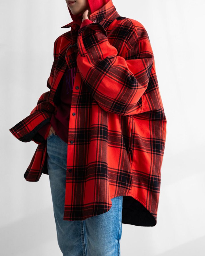 Paper Moon - Korean Women Fashion - #womensfashion - Oversized Flannel Check Quilted Button Down Shirt Jacket - 3