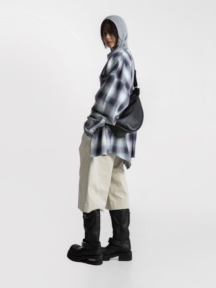 Paper Moon - Korean Women Fashion - #womensfashion - Oversized Plaid Check Button Down Shirt