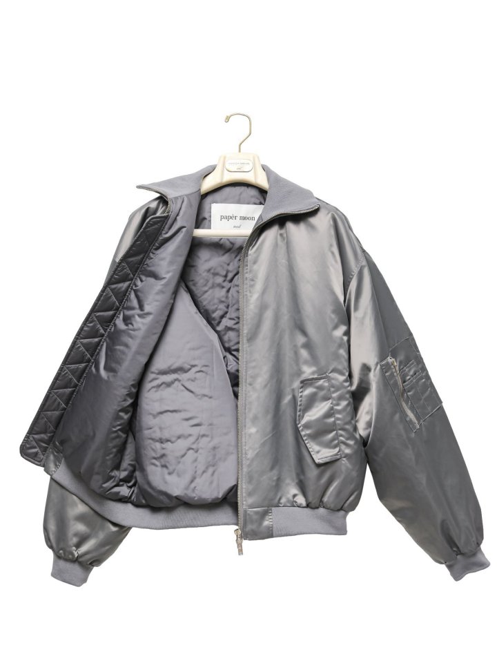 Paper Moon - Korean Women Fashion - #womensfashion - Oversized High Neck Padded Bomber Jacket - 9