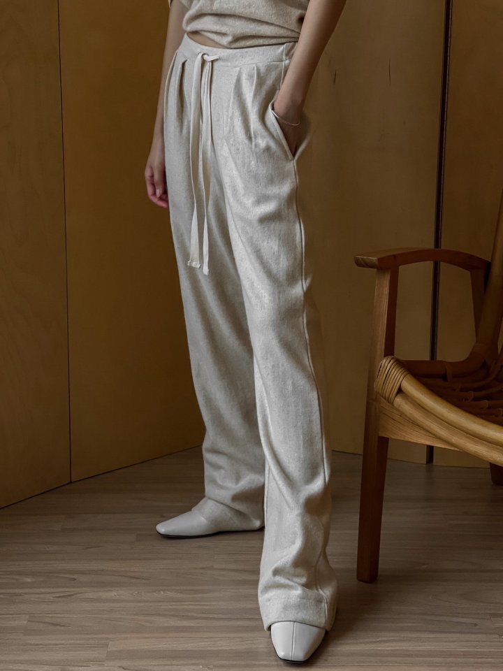 Paper Moon - Korean Women Fashion - #momslook - Wool Pintuck Lounge Trousers - 4
