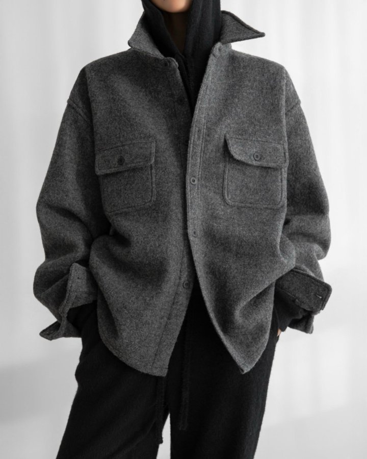 Paper Moon - Korean Women Fashion - #womensfashion - Cascentino Wool Oversized Pocket Button Down Shirt - 10
