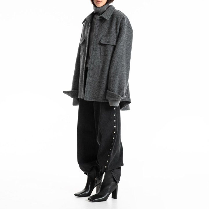 Paper Moon - Korean Women Fashion - #womensfashion - Cascentino Wool Oversized Pocket Button Down Shirt - 2
