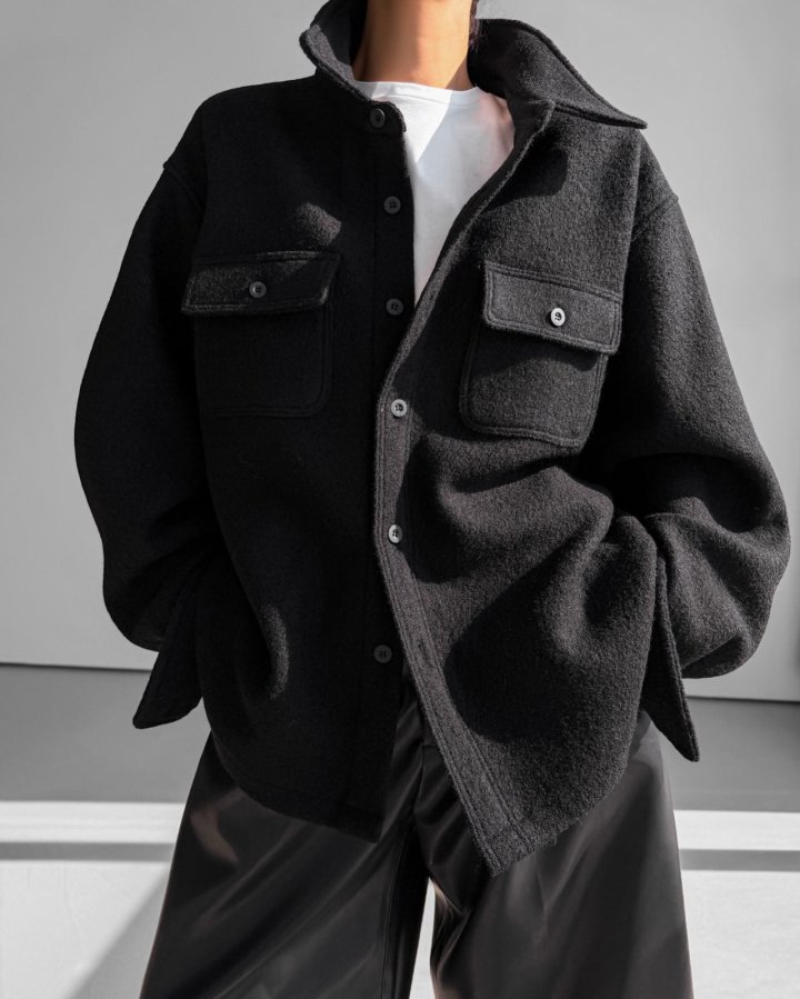 Paper Moon - Korean Women Fashion - #womensfashion - Cascentino Wool Oversized Pocket Button Down Shirt - 9
