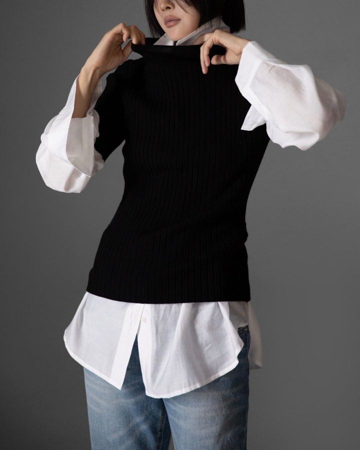 Paper Moon - Korean Women Fashion - #womensfashion - Classic Ribbed Half Turtleneck Knit Top