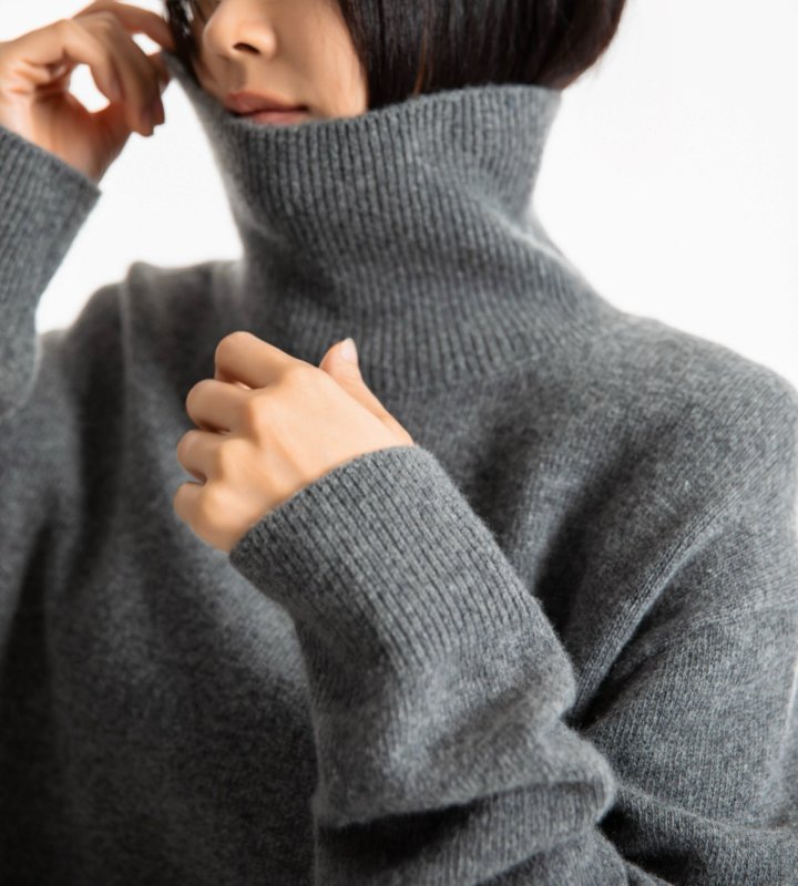 Paper Moon - Korean Women Fashion - #womensfashion - Classic Cashmere Blend Wool High Neck Knit Top - 3