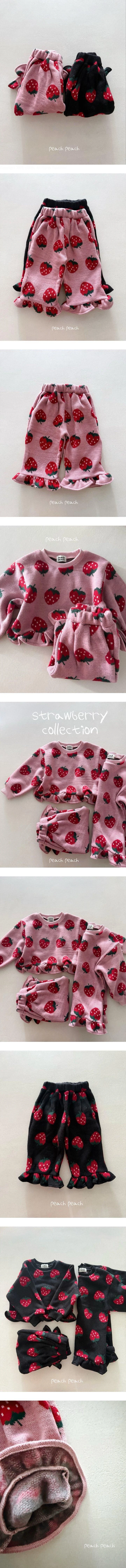 Peach Peach - Korean Children Fashion - #childofig - Strawberry Jacquard Pants - 2