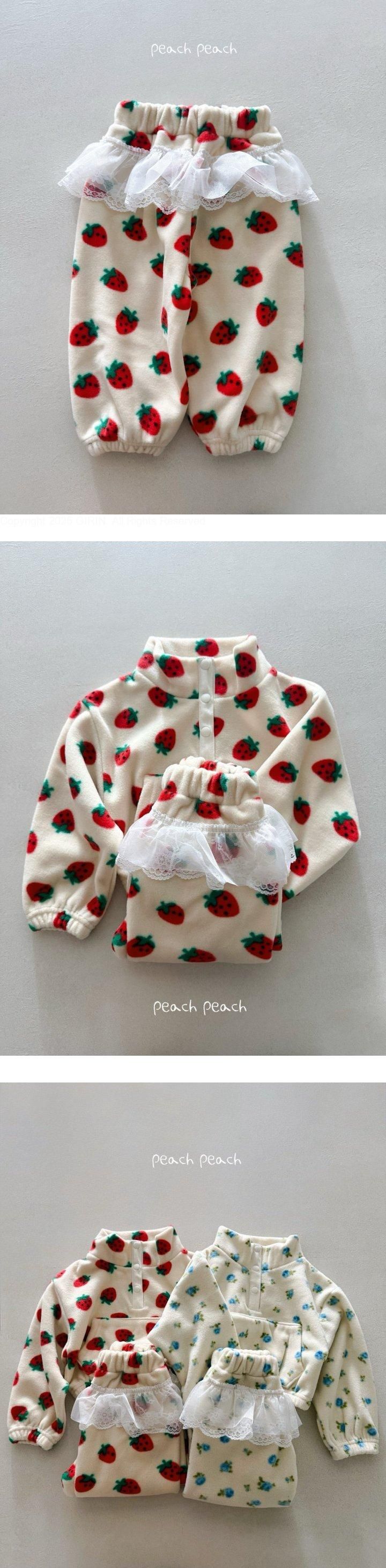 Peach Peach - Korean Children Fashion - #childrensboutique - Strawberry Lace Pants - 2