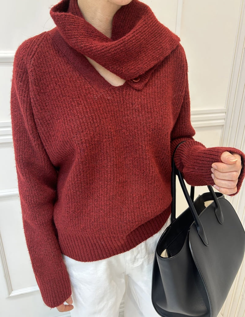 Pearls room - Korean Women Fashion - #momslook - Scarf Set Knit - 9