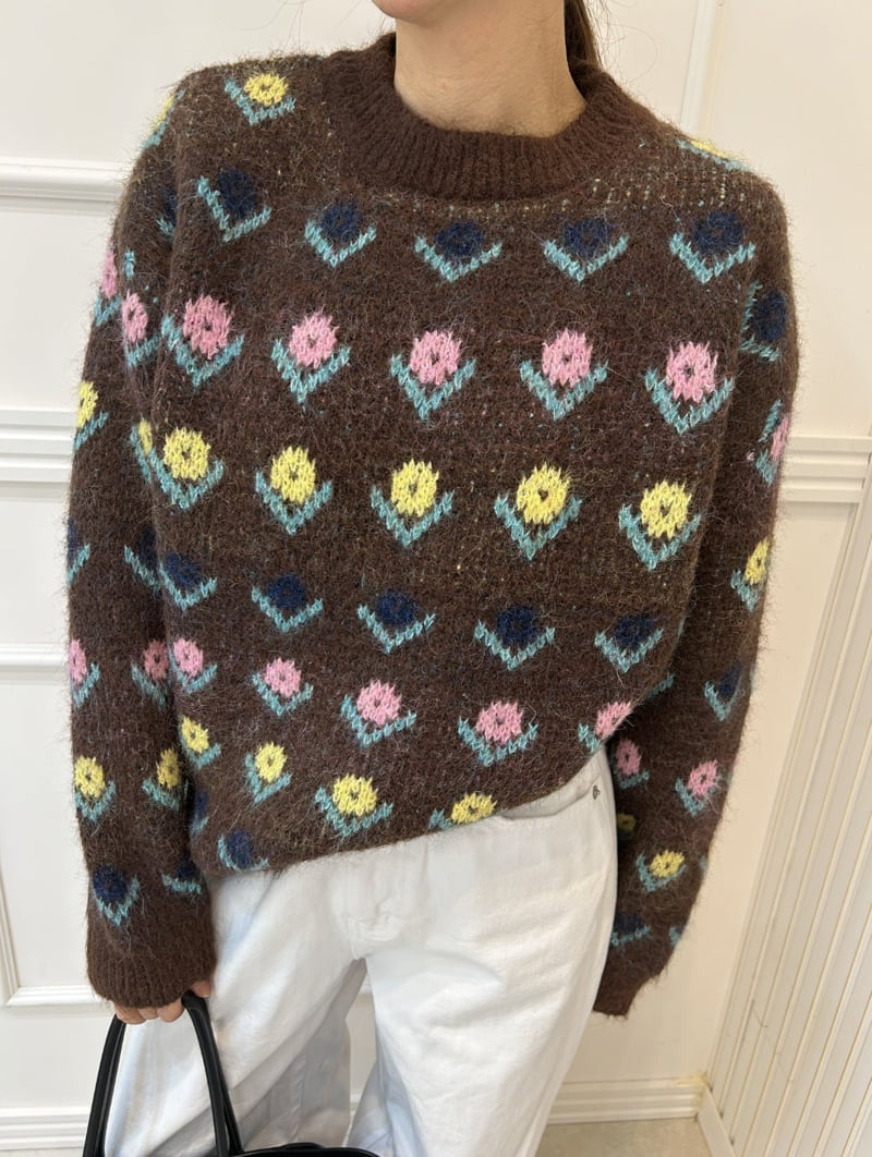 Pearls room - Korean Women Fashion - #pursuepretty - Flower Knit