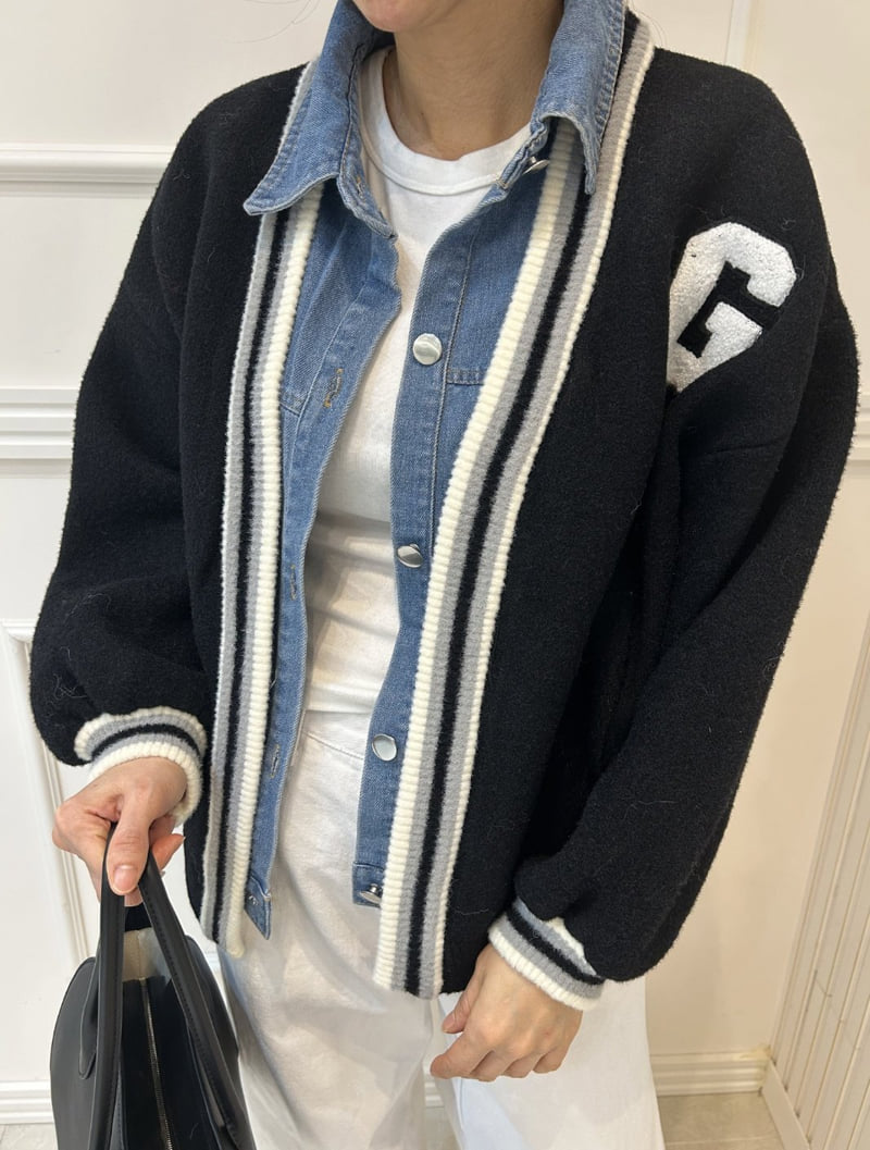 Pearls room - Korean Women Fashion - #restrostyle - Blue Contrast Knit Jumper - 5
