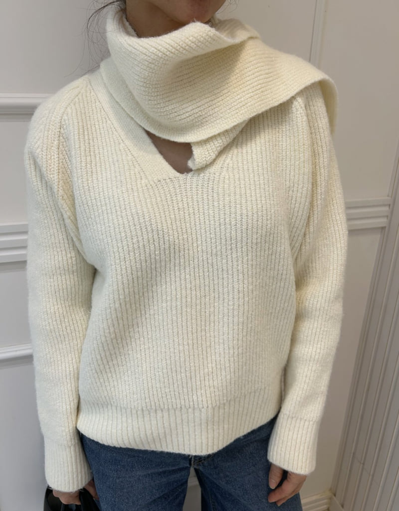 Pearls room - Korean Women Fashion - #romanticstyle - Scarf Set Knit - 5