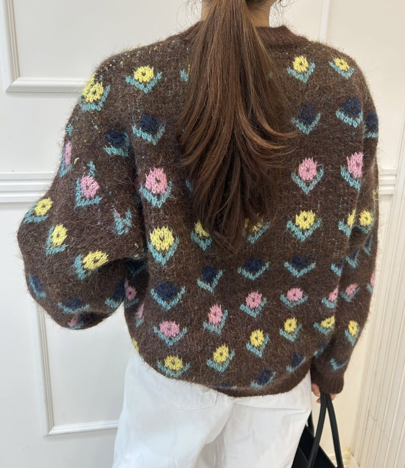 Pearls room - Korean Women Fashion - #romanticstyle - Flower Knit - 4
