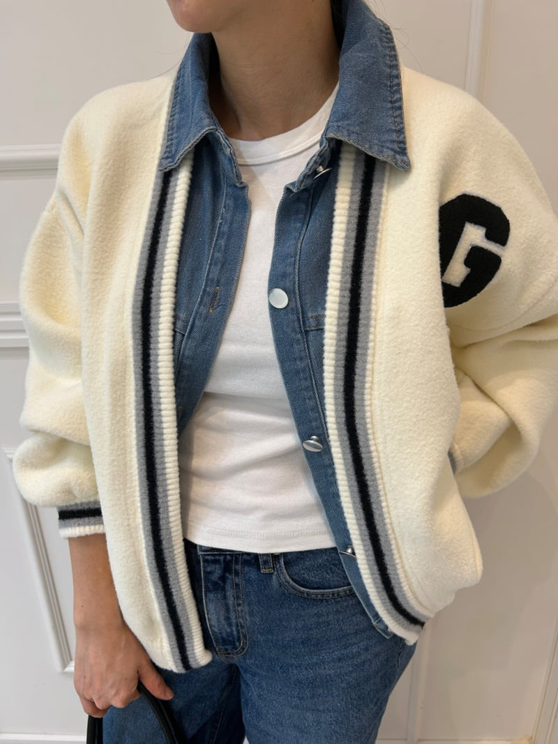 Pearls room - Korean Women Fashion - #thatsdarling - Blue Contrast Knit Jumper - 8