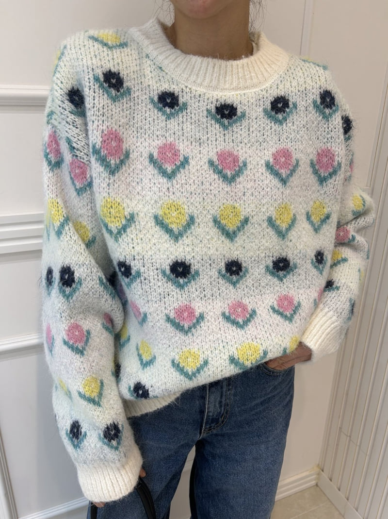Pearls room - Korean Women Fashion - #thelittlethings - Flower Knit - 6