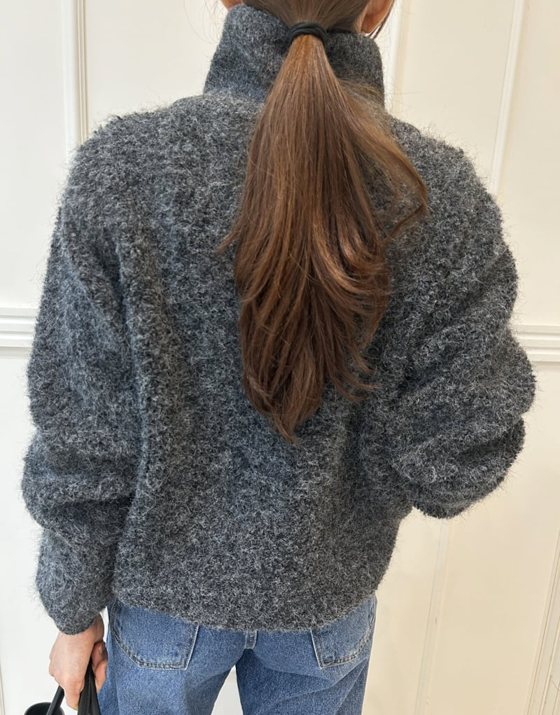 Pearls room - Korean Women Fashion - #thatsdarling - Boucle High Neck Knit - 4
