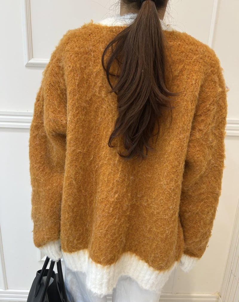 Pearls room - Korean Women Fashion - #womensfashion - Boucle Contrast Y Knit - 9