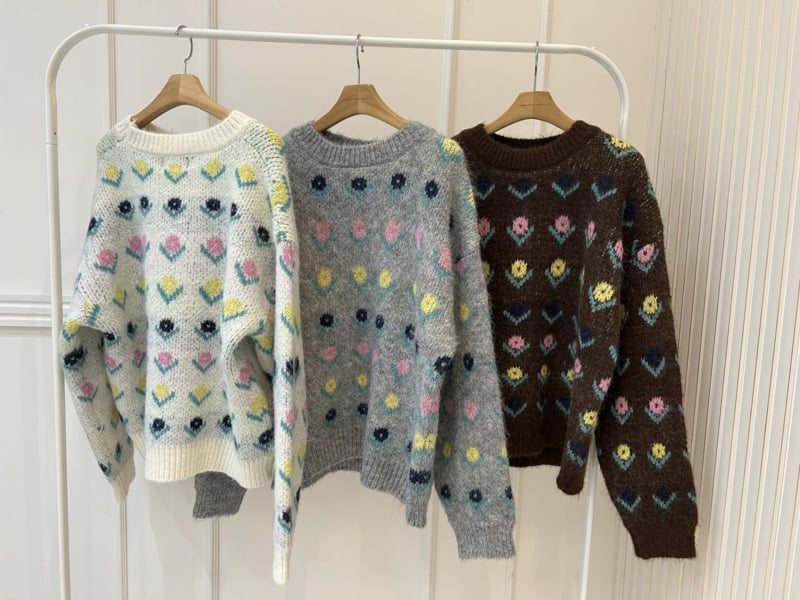 Pearls room - Korean Women Fashion - #womensfashion - Flower Knit - 12