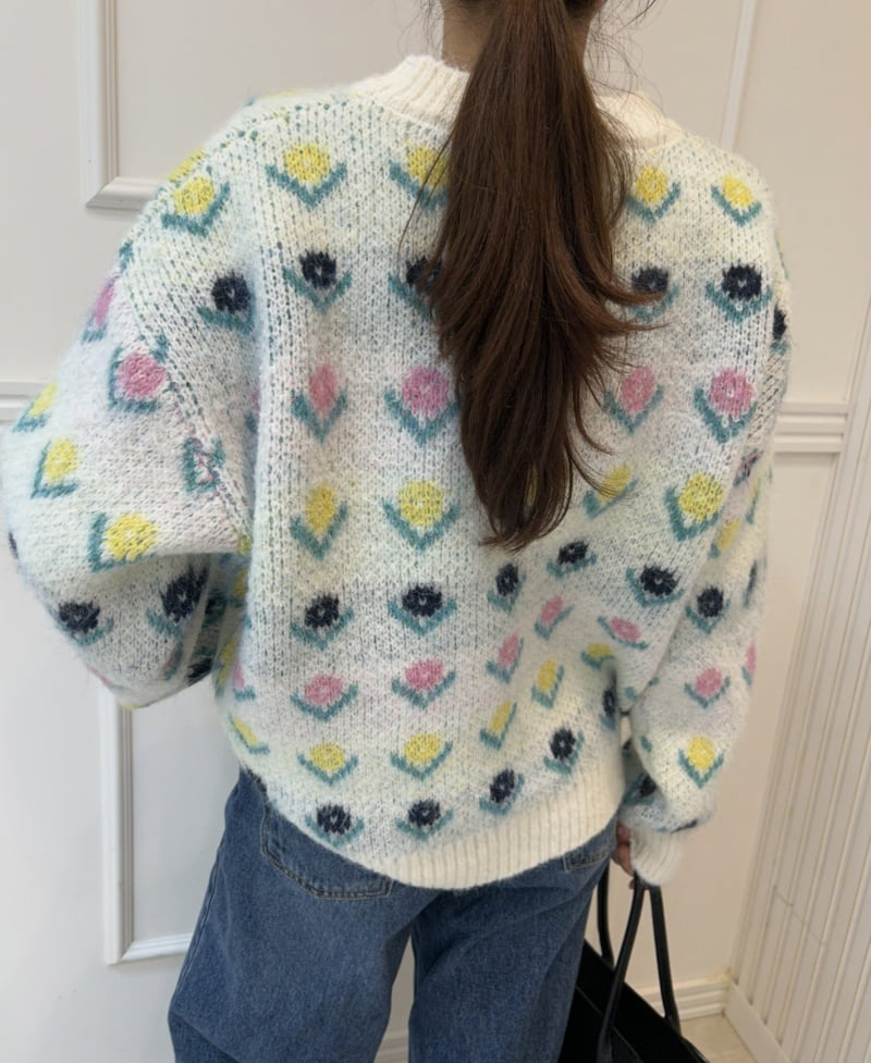 Pearls room - Korean Women Fashion - #womensfashion - Flower Knit - 8