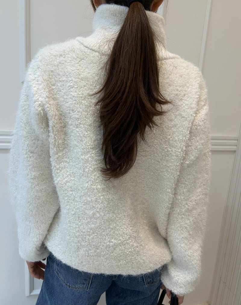 Pearls room - Korean Women Fashion - #womensfashion - Boucle High Neck Knit - 8