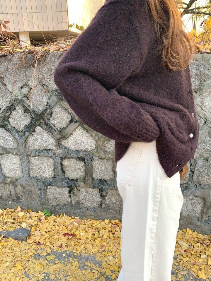 Pomelo - Korean Women Fashion - #momslook - Air Brushed Cardigan (Alpaca Shell Buttons) - 6