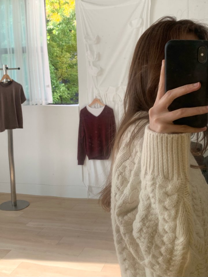 Pomelo - Korean Women Fashion - #momslook - Cable Wool Knit - 2