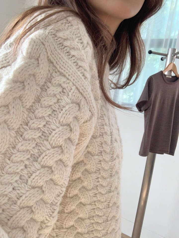 Pomelo - Korean Women Fashion - #pursuepretty - Cable Wool Knit - 6