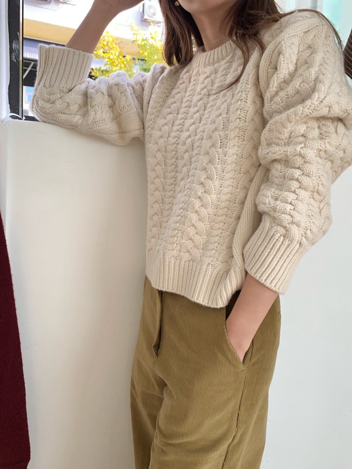 Pomelo - Korean Women Fashion - #restrostyle - Cable Wool Knit - 7