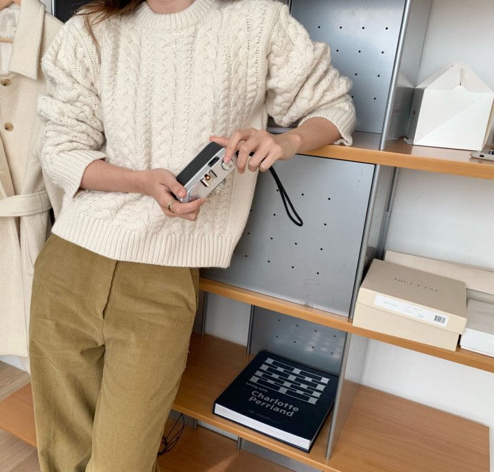 Pomelo - Korean Women Fashion - #vintagekidsstyle - Cable Wool Knit - 5