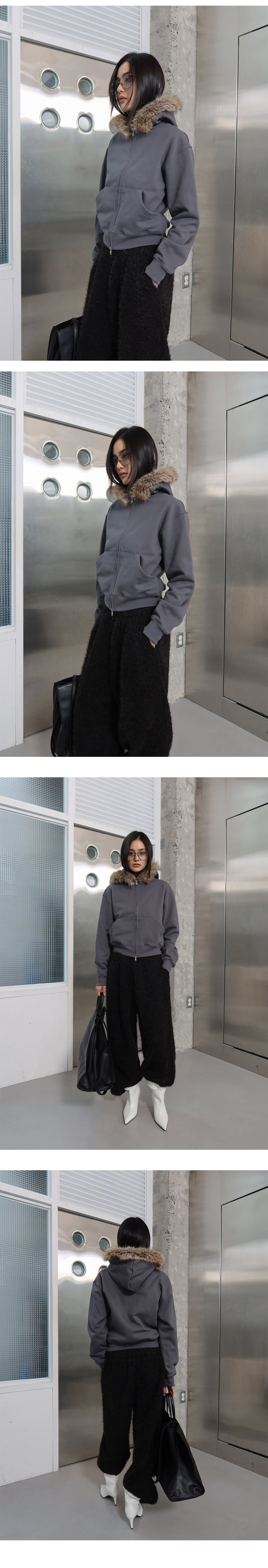 Project Wave - Korean Women Fashion - #momslook - Winter Soft Fleece Hooded Zip-up - 6