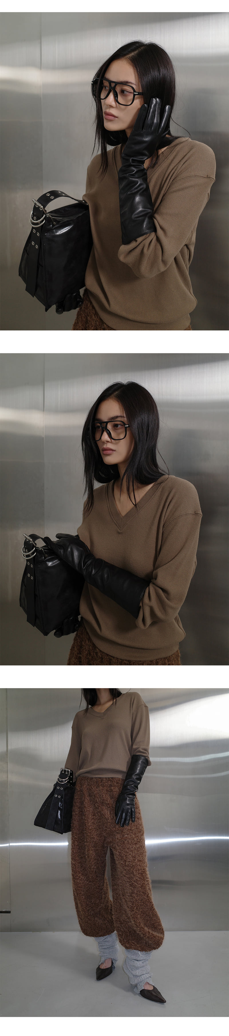Project Wave - Korean Women Fashion - #momslook - Fleece V-Neck Tee - 2