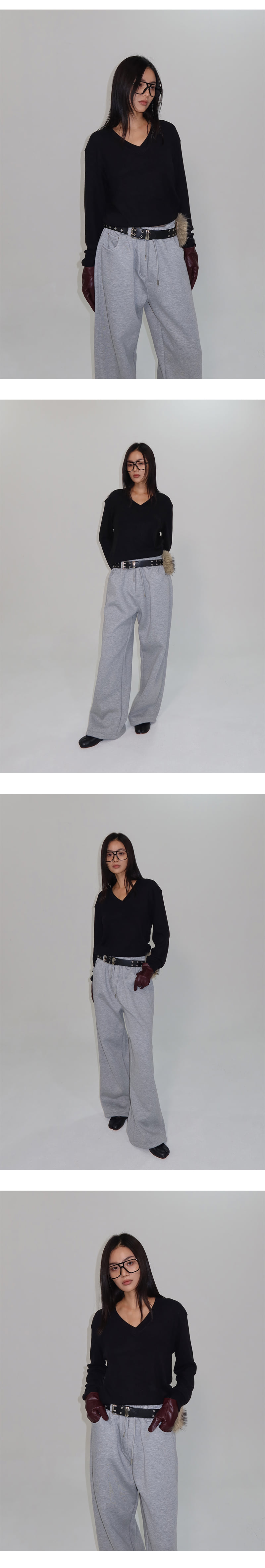 Project Wave - Korean Women Fashion - #womensfashion - Fleece V-Neck Tee - 4