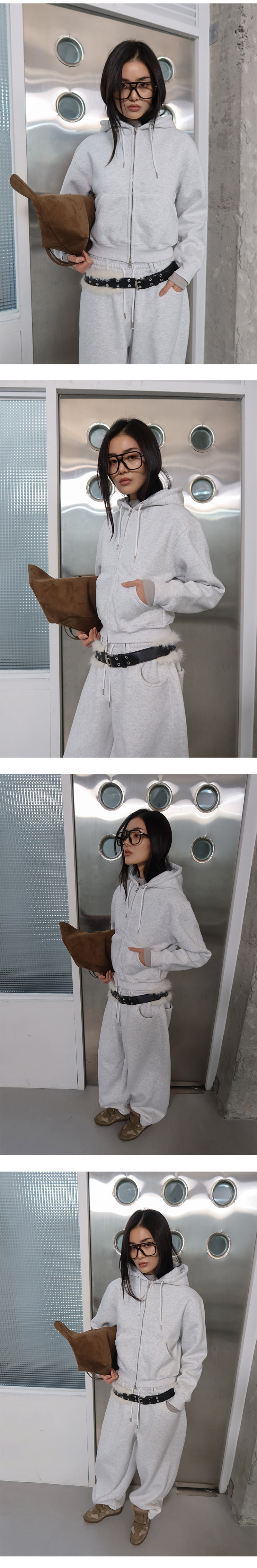 Project Wave - Korean Women Fashion - #momslook - Plan Fleece Hooded Zip-up - 6
