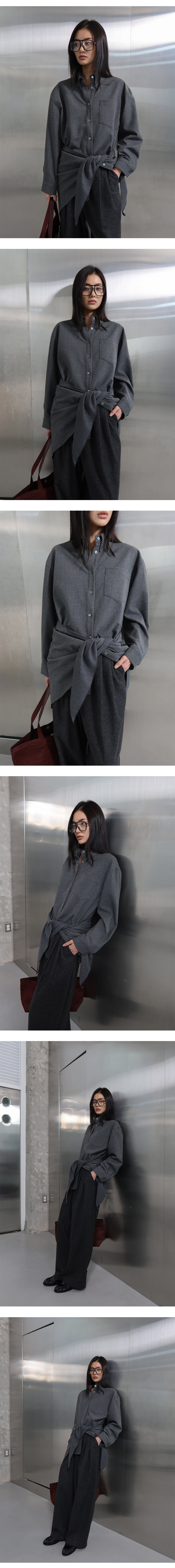 Project Wave - Korean Women Fashion - #thatsdarling - Muffler Layered Wool Shirt