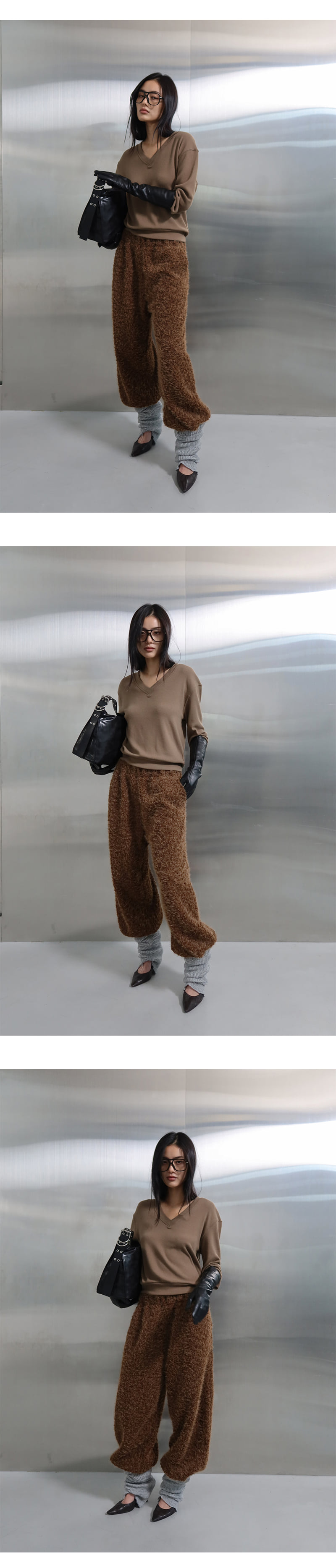 Project Wave - Korean Women Fashion - #womensfashion - Fleece V-Neck Tee