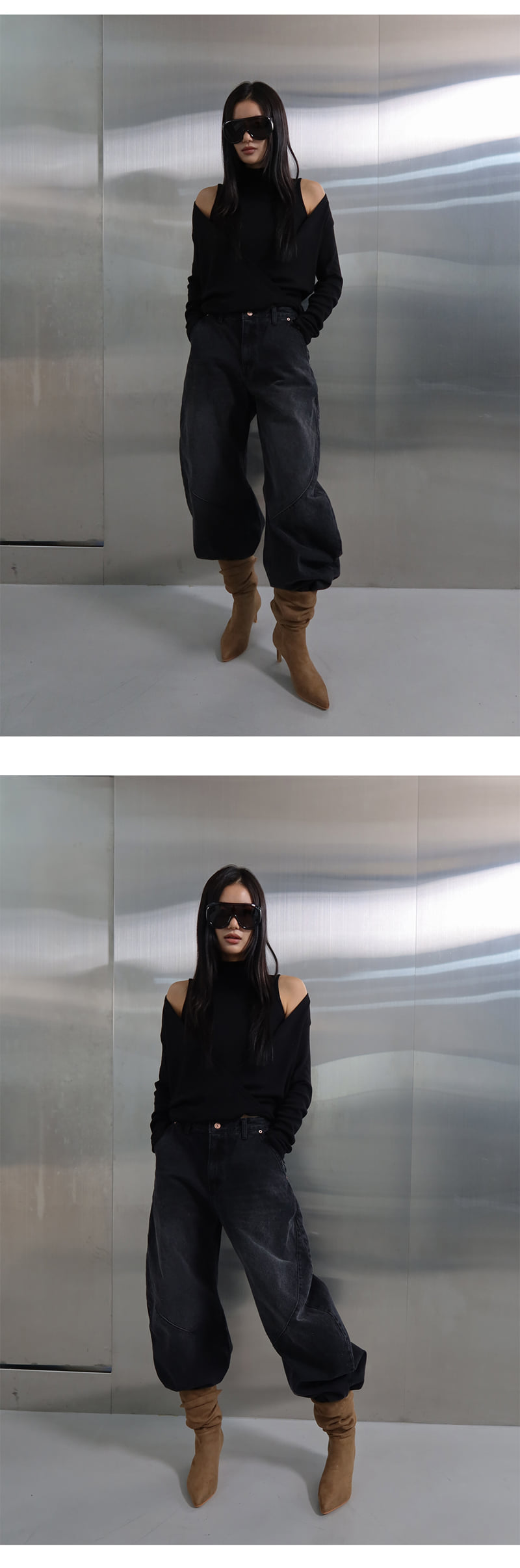 Project Wave - Korean Women Fashion - #womensfashion - Bold Cut Wide Denim Pants - 2
