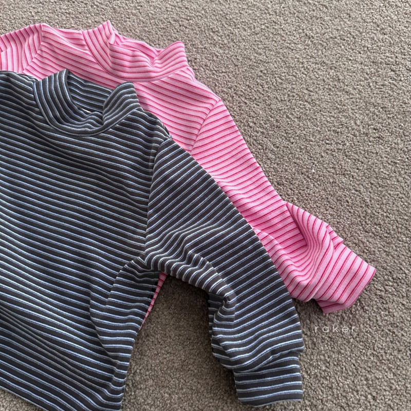Raker - Korean Children Fashion - #childofig - Tiny Stripe Mock Turtleneck Tee - 2