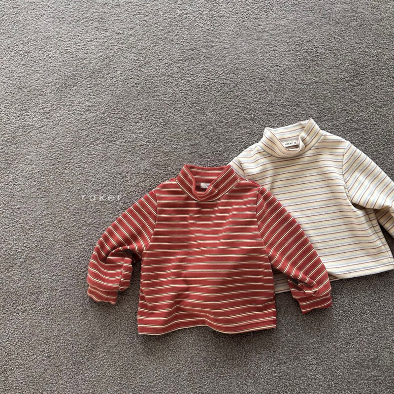 Raker - Korean Children Fashion - #minifashionista - Three Stripe Mock Turtleneck Tee