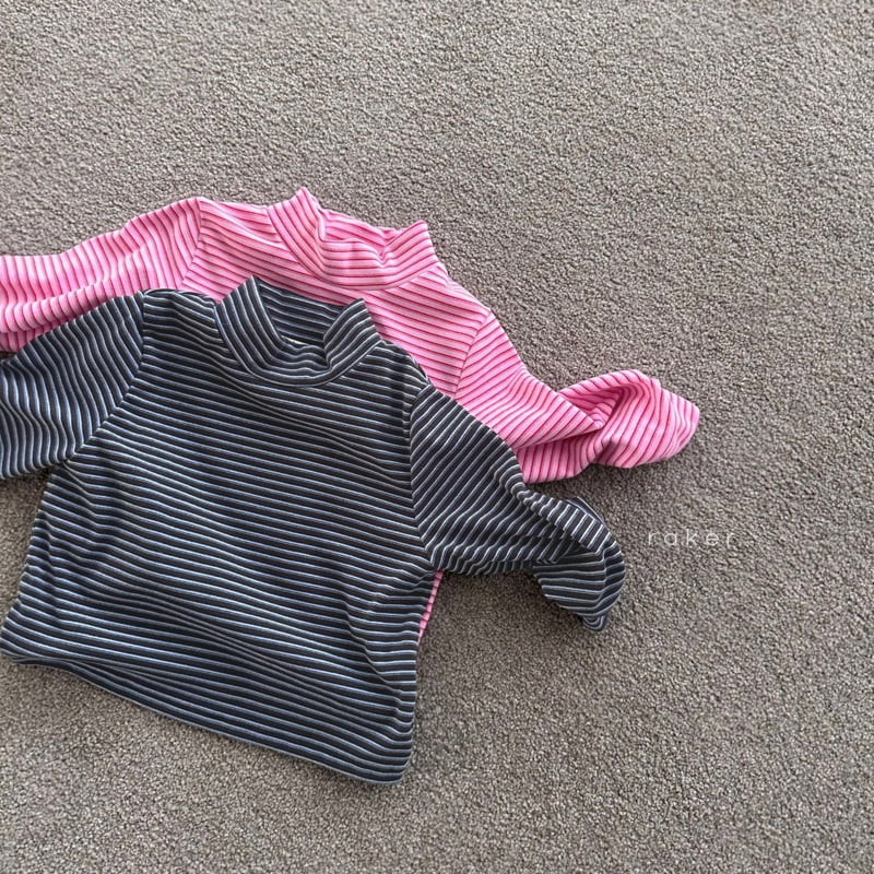 Raker - Korean Children Fashion - #prettylittlegirls - Tiny Stripe Mock Turtleneck Tee
