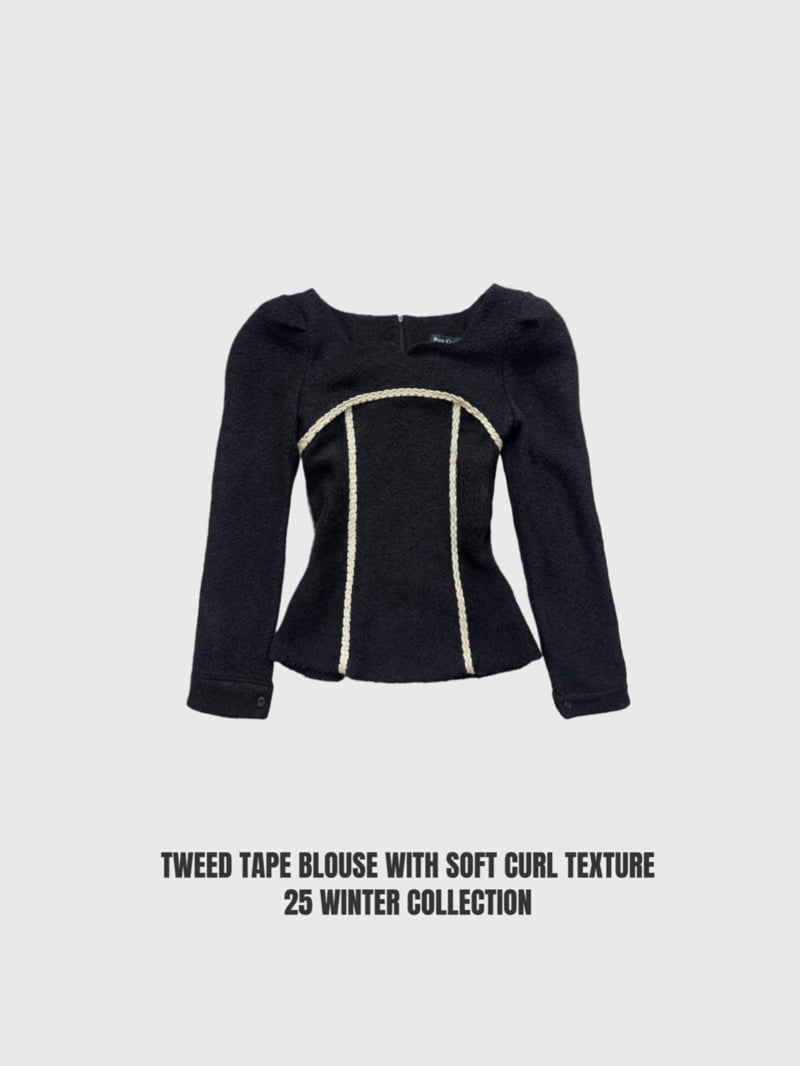 Rare Closet - Korean Women Fashion - #vintageinspired - Button Boucle Tape Blouse - 7