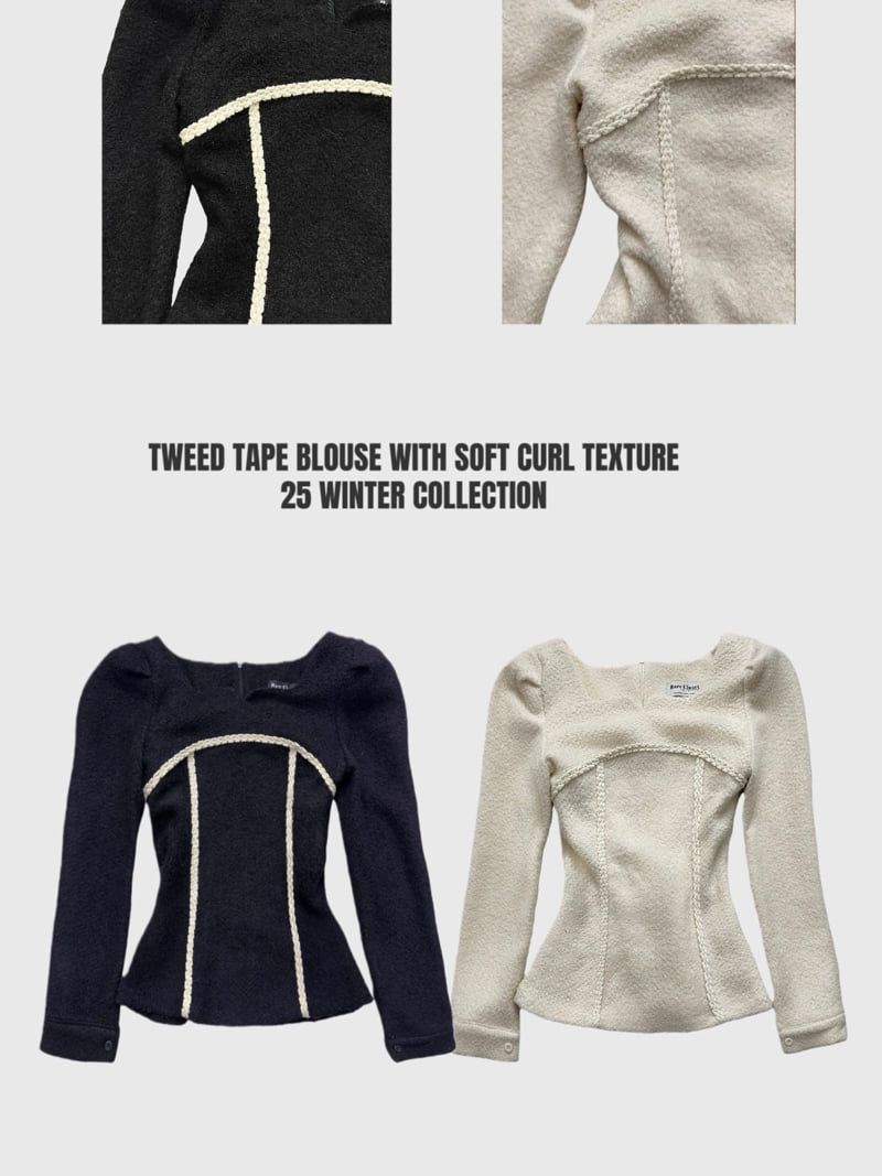 Rare Closet - Korean Women Fashion - #vintagekidsstyle - Button Boucle Tape Blouse - 8