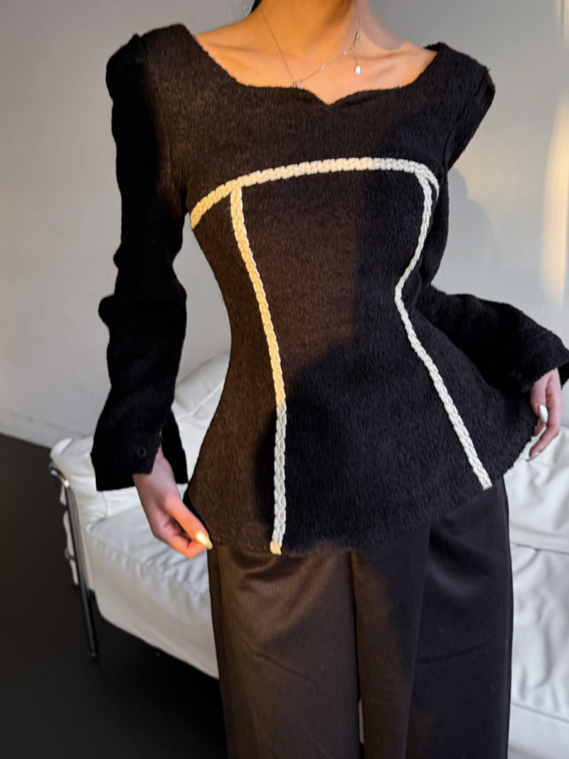 Rare Closet - Korean Women Fashion - #womensfashion - Button Boucle Tape Blouse - 2