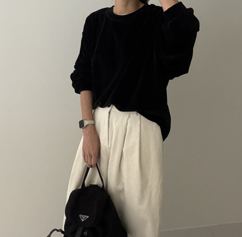 Ripple - Korean Women Fashion - #vintagekidsstyle - Meg Velour Sweatshirt - 12