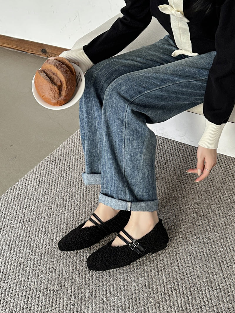 Runa Martin - Korean Women Fashion - #momslook - Teddy Fleece Lined Simple Mary Jane Flats - 11