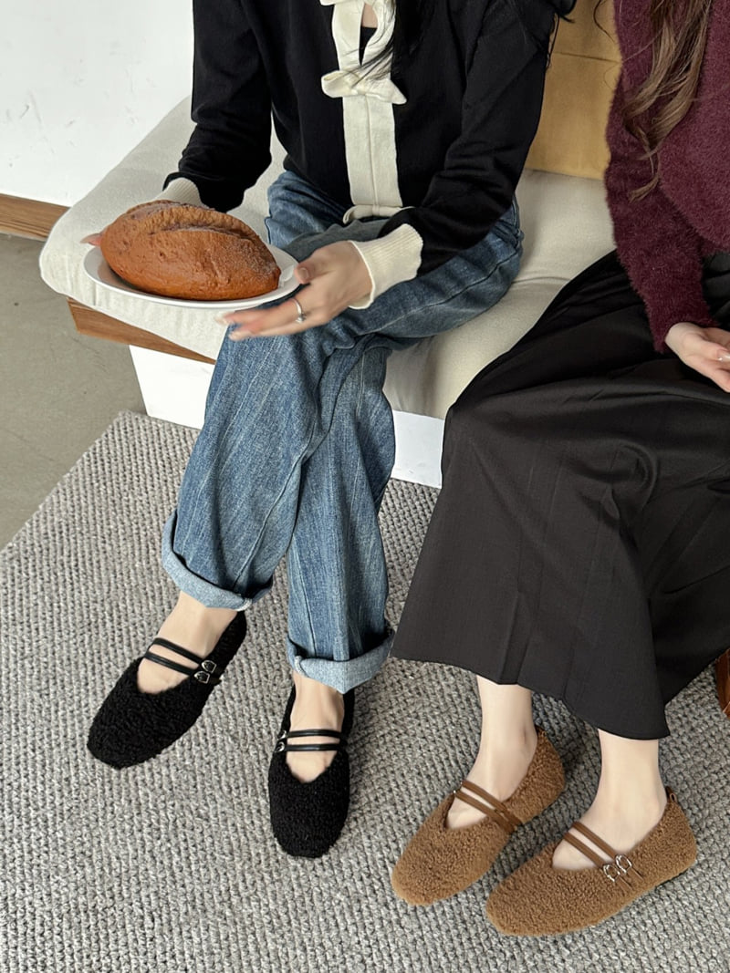 Runa Martin - Korean Women Fashion - #momslook - Teddy Fleece Lined Simple Mary Jane Flats - 7