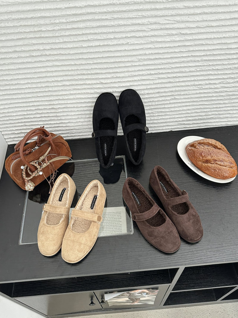 Runa Martin - Korean Women Fashion - #momslook - Sheer Round Panel Suede Fleece Mary Jane Flats - 10