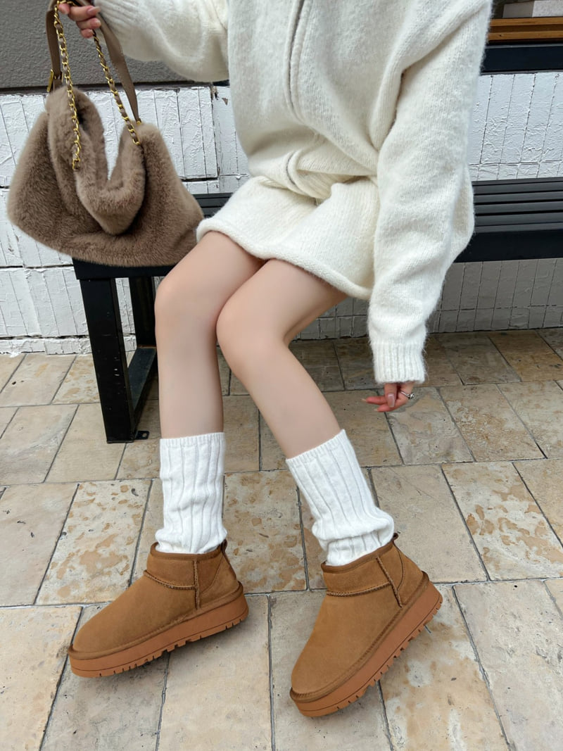 Runa Martin - Korean Women Fashion - #momslook - Genuine Suede Round Boots - 6