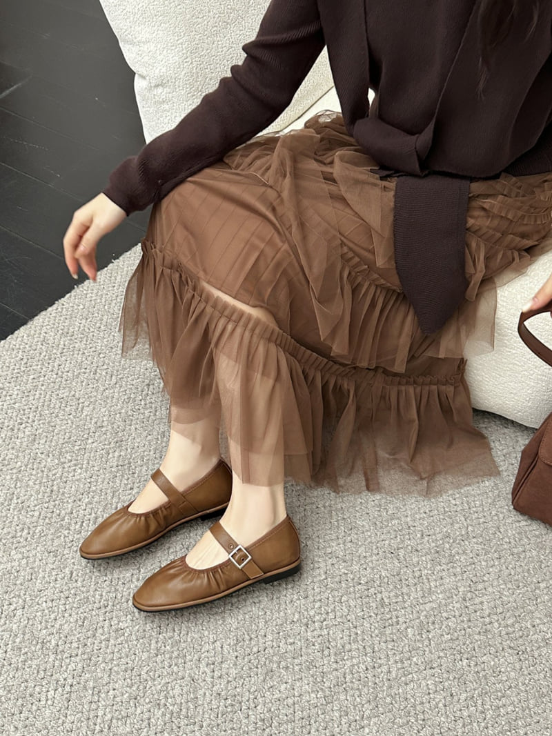 Runa Martin - Korean Women Fashion - #momslook - Mary Jane Buckle Strap Cushion Shirred Flats - 10