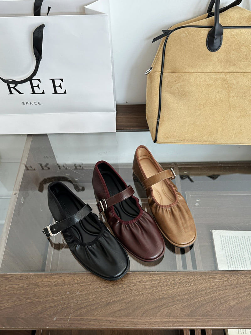 Runa Martin - Korean Women Fashion - #momslook - Mary Jane Buckle Strap Cushion Shirred Flats - 12